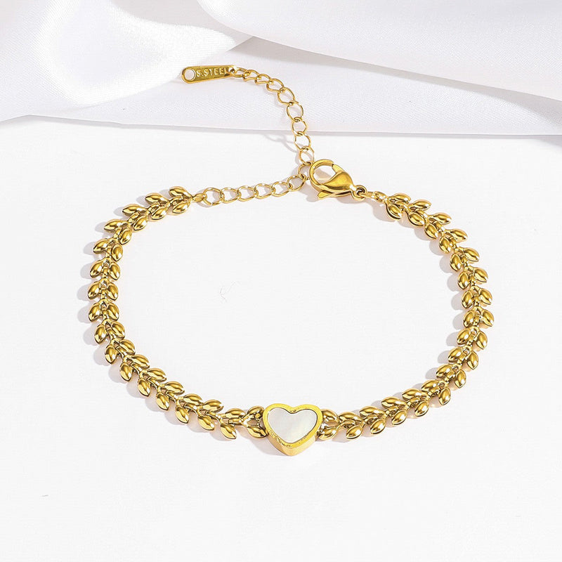 Gold Leaf Heart Bracelet