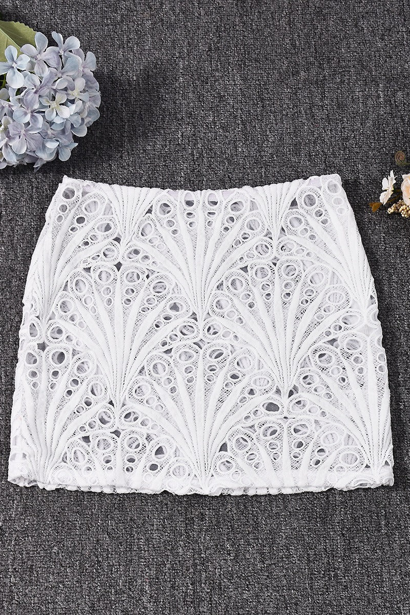 Elastic Waist Sheer Panel Cutout Bodycon Skirt