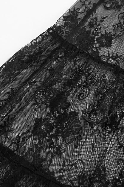 High Waist Black Lace Sheer Skirt
