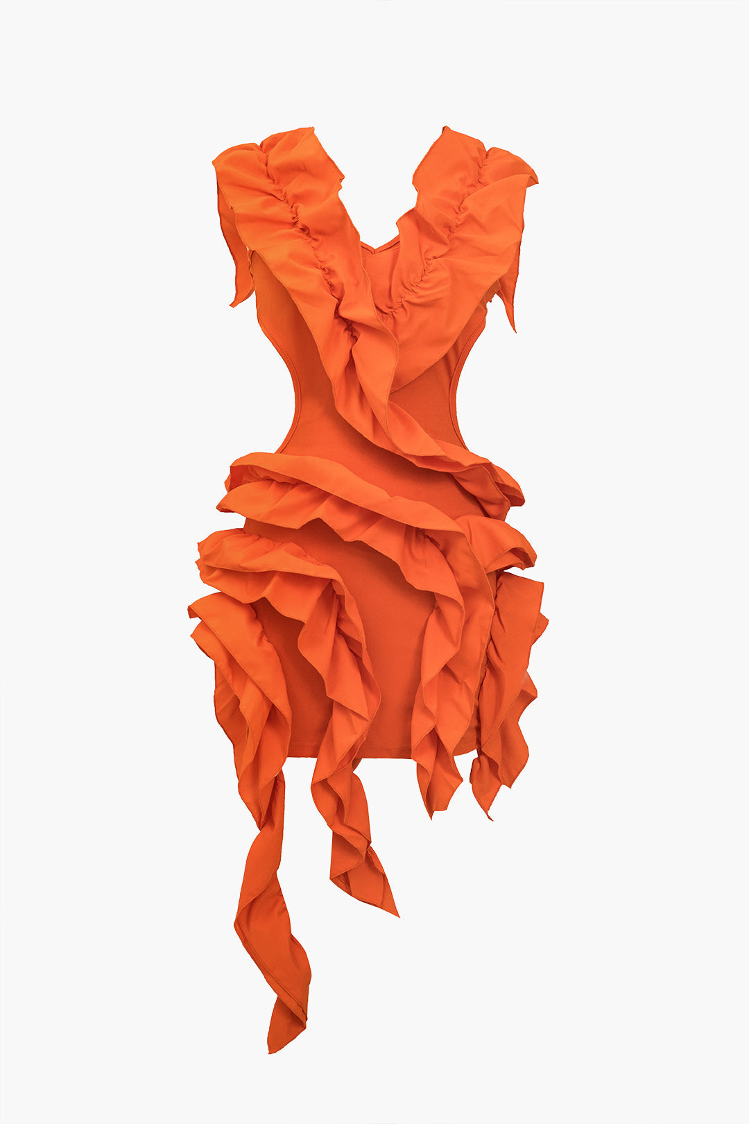 Color Y2k Backless Pleated Ruffle Midi Dress