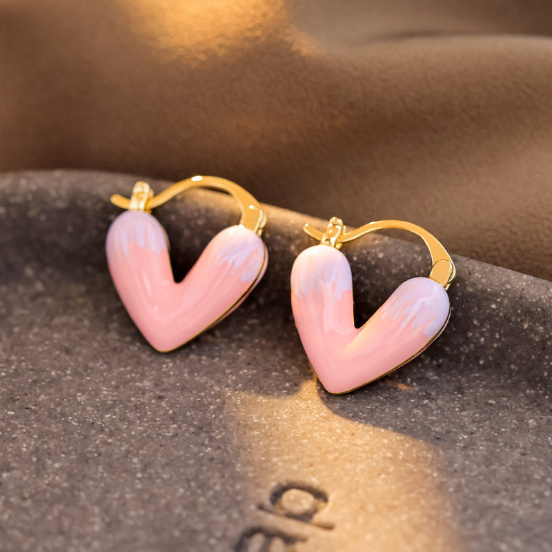 Romantic Pink Heart Earrings
