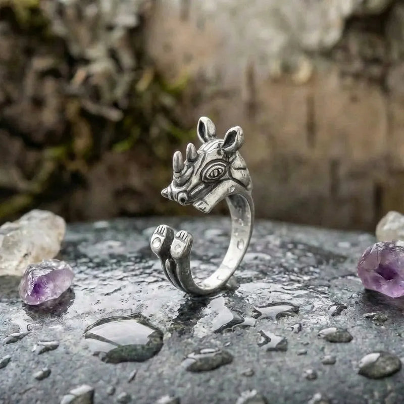 Antique Silver Rhino Ring