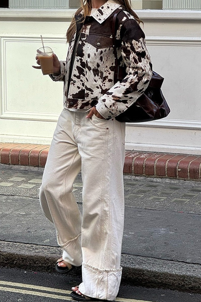 Asymmetrical Print Short Coat