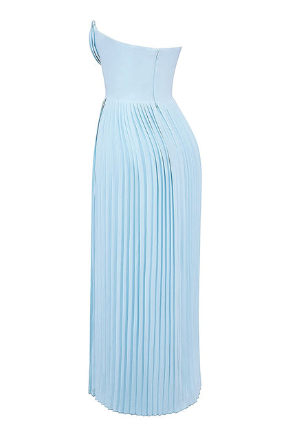 Romantic and Pleated Strapless Maxi Dress