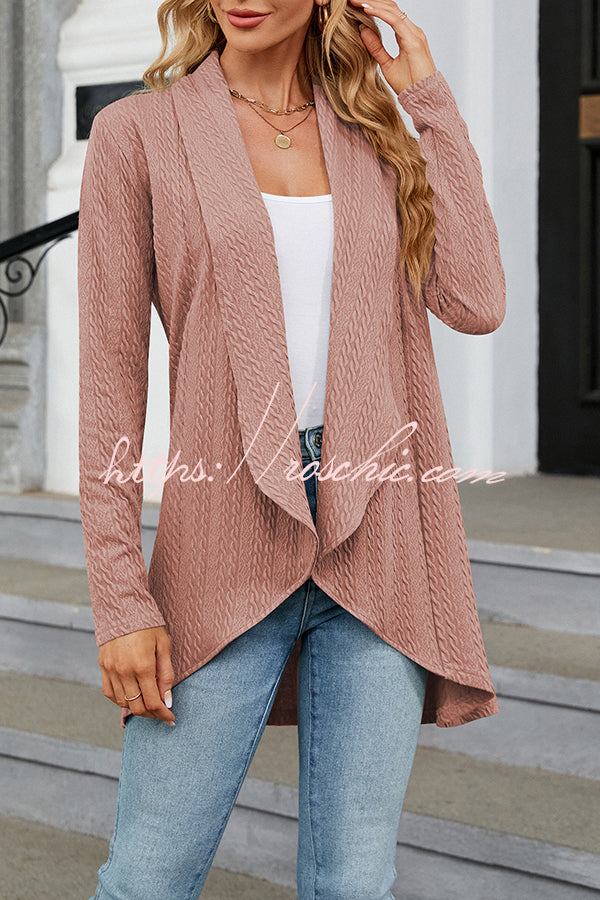 Long Sleeve Color Ruffle Loose Cardigan