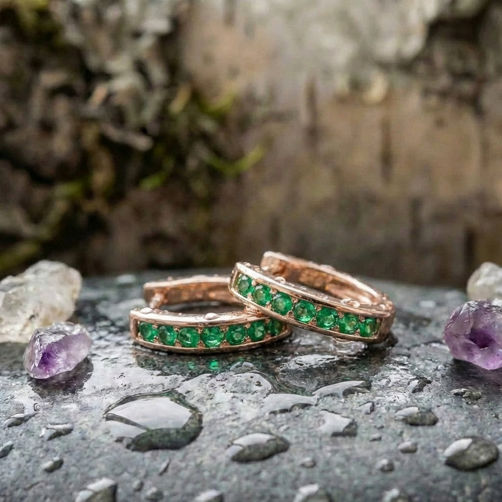 Emerald Diamond Earrings In Gold