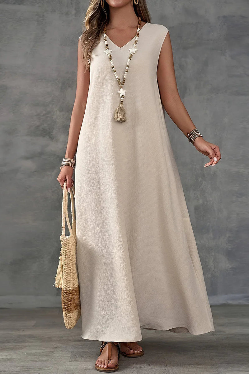Sleeveless V-neck Side Slit Maxi Dress