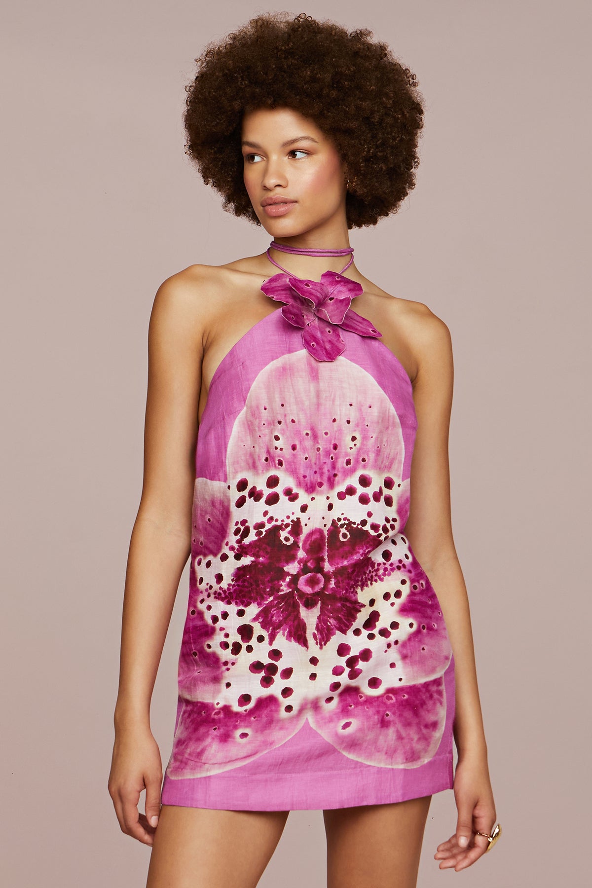 Veronica Applique Halter Mini Dress