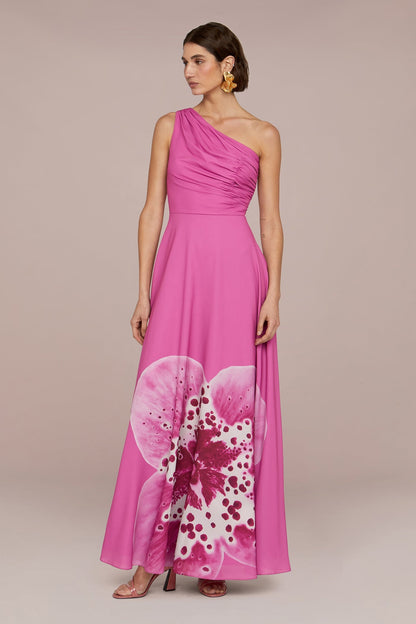 Letitia Printed One Shoulder Maxi Dress