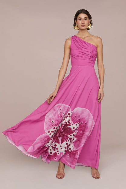 Letitia Printed One Shoulder Maxi Dress