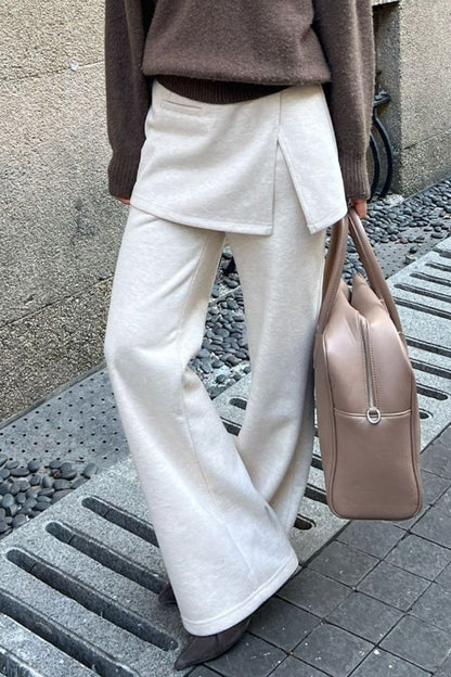 Layered Look Fleece Lined Ruffle Pants