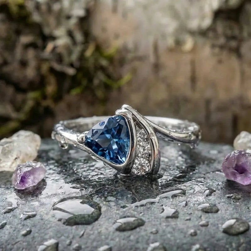 Elegant Sapphire Cubic Zirconia Ring
