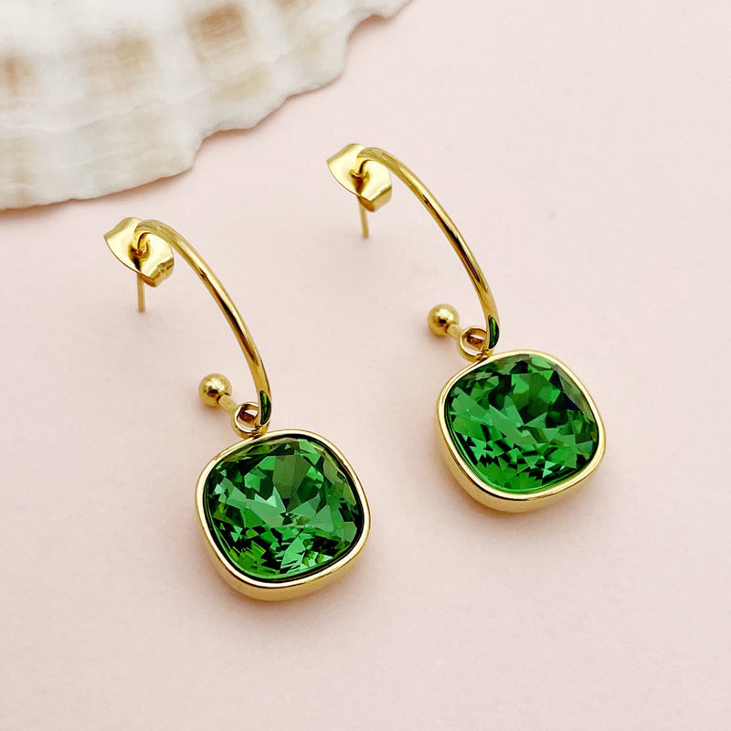 Elegant Green Crystal Earrings