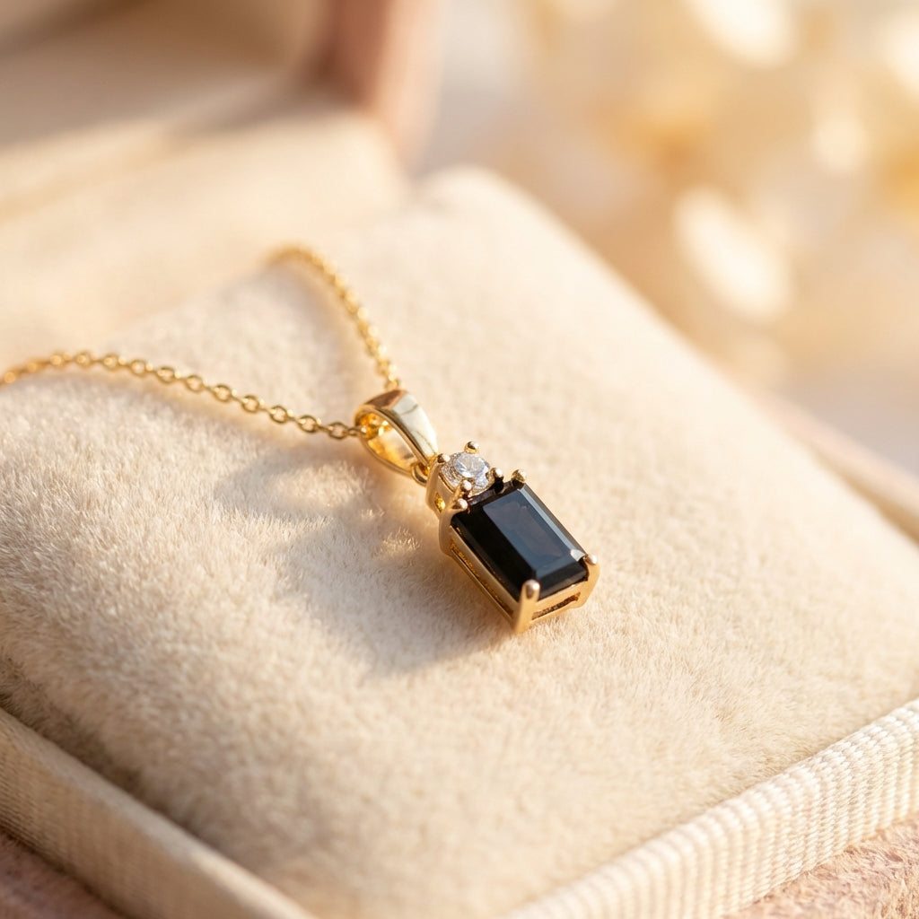 Alessia Black Onyx Bar Necklace