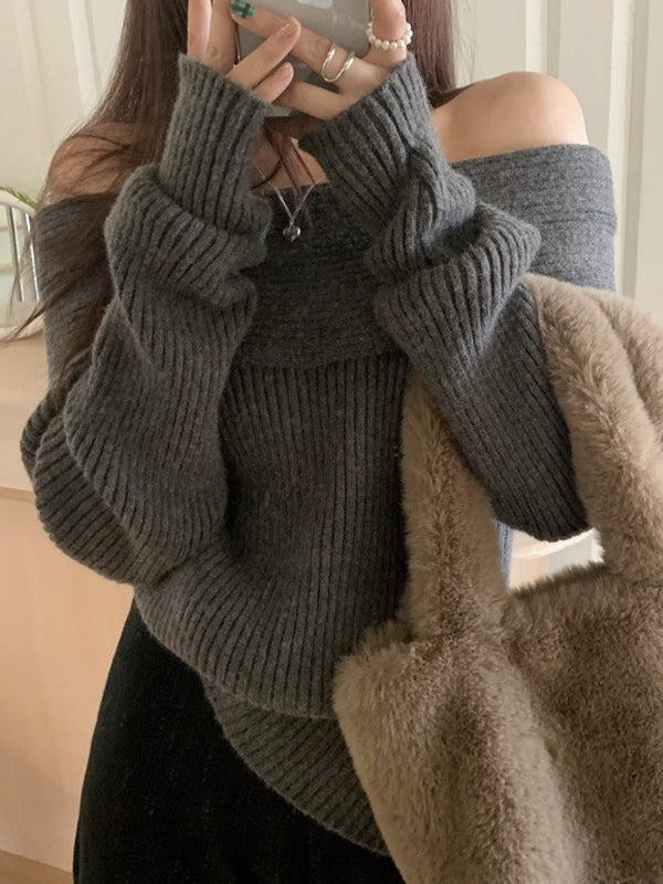 Color Off Shoulder Sweater