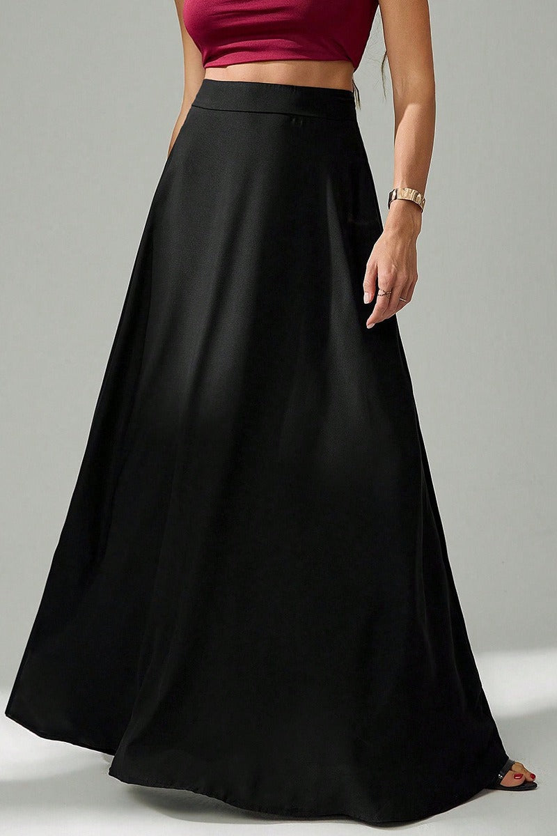 Black Ins Style Umbrella Maxi Skirt