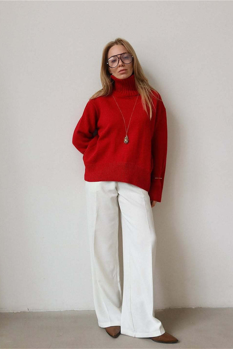 Oversized Color Turtleneck Sweater