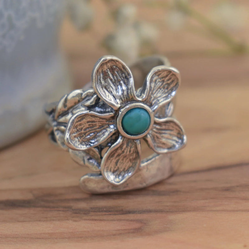 Vintage Turquoise Flower Ring