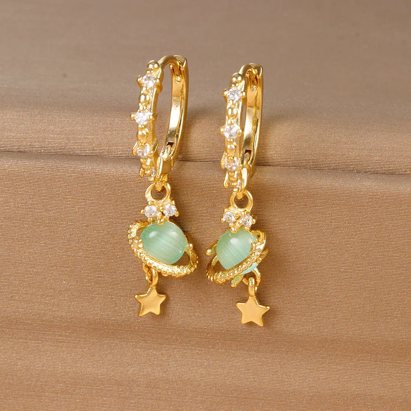 Elegant Jade Star Earrings