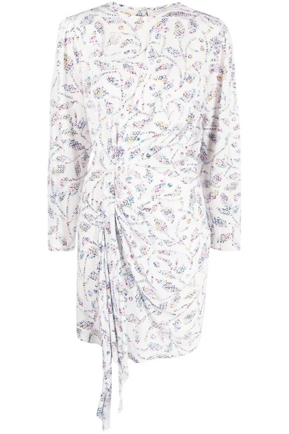 Geometric Pattern Ruched Mini Dress