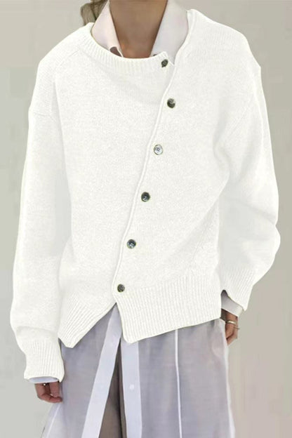 Asymmetrical Button Irregular Slouchy Sweater