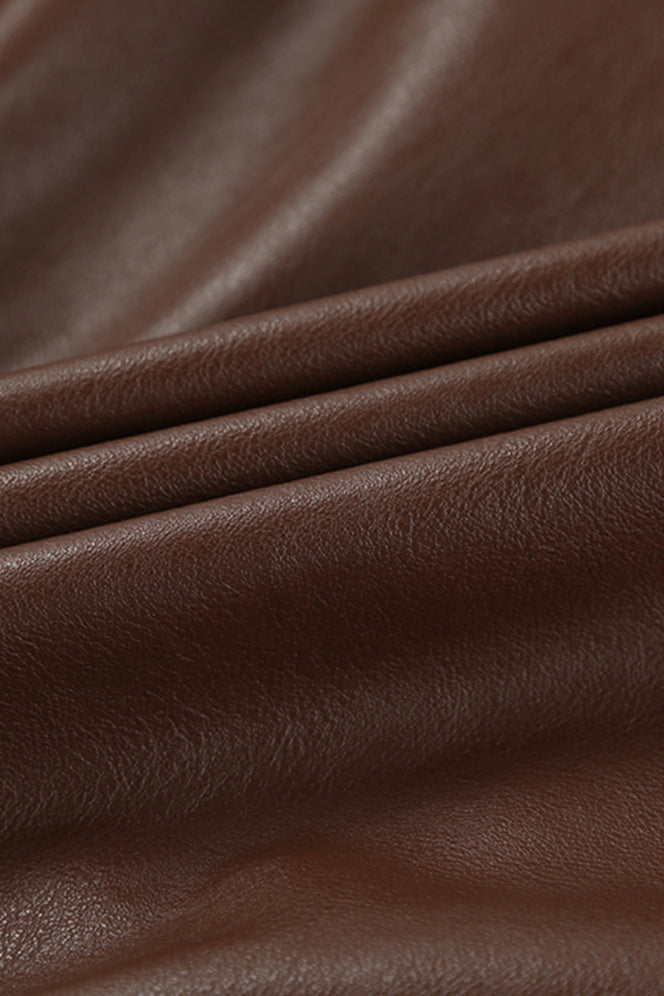 Brown Leather Blazer Coat