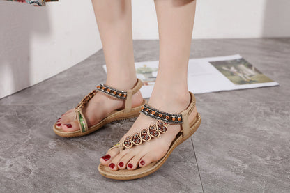 Beige Heart Trimed Slide Flat Sandals - Siketu