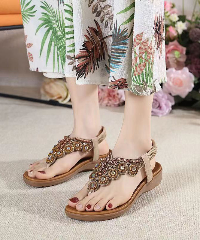 Splicing Wedge Black Zircon Flat Sandals