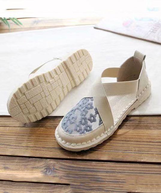 Blue Breathable Mesh Embroidered Splicing Flat Feet Shoes