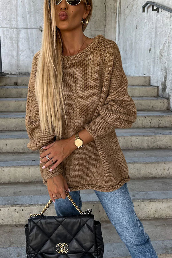Street Atmosphere Knit Wide Neck Loose Sweater