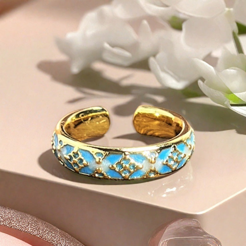 Vintage Blue Enamel Ring