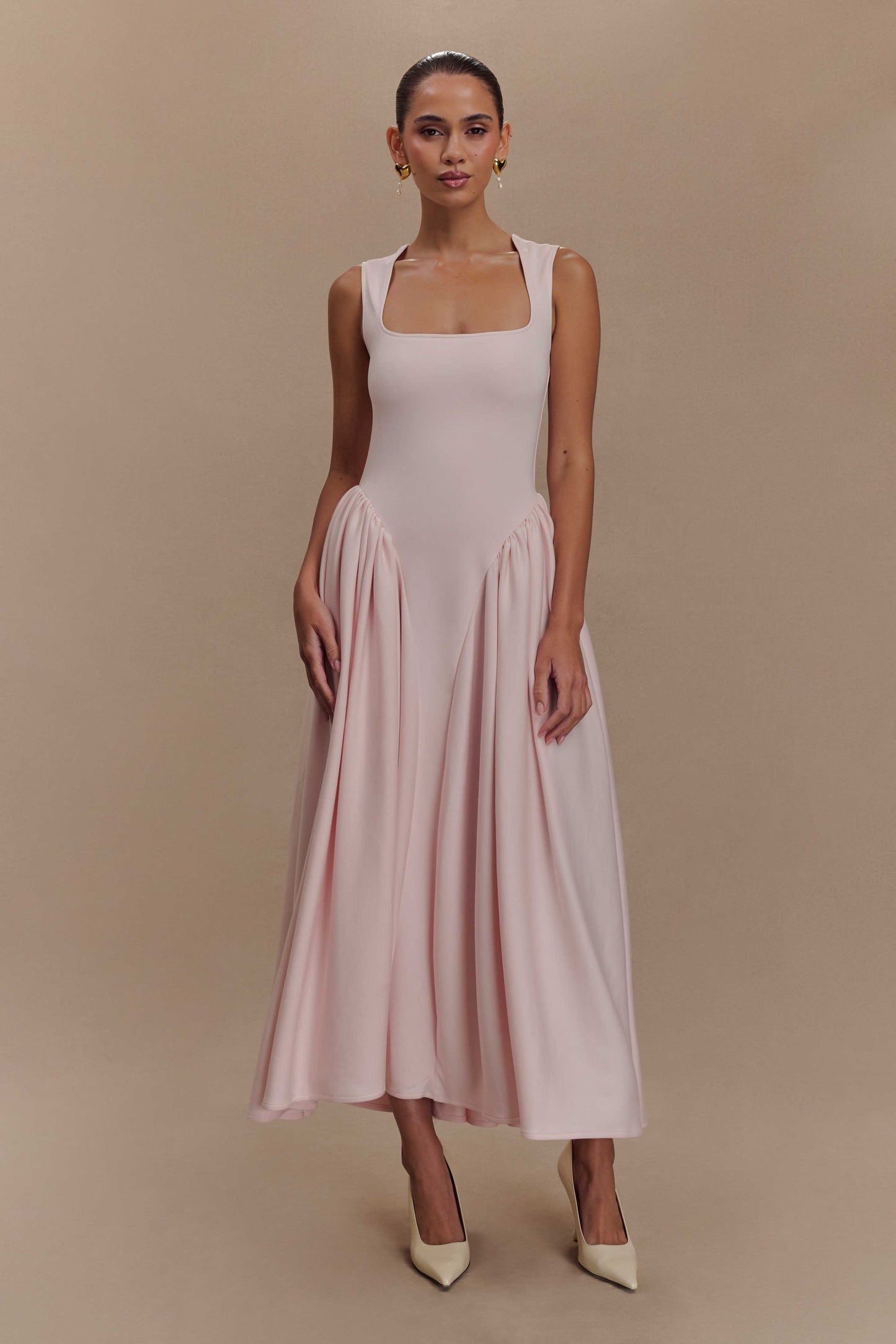 Sharissa — Midi Dress With Sculpted Straps and Comfortable Fit