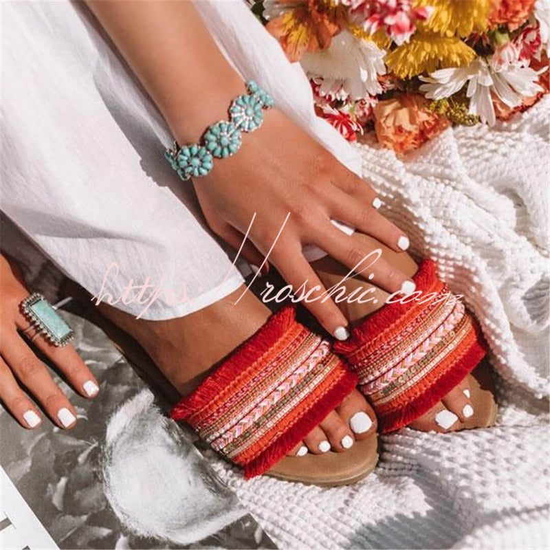 Roman Colorblock Flat Slippers