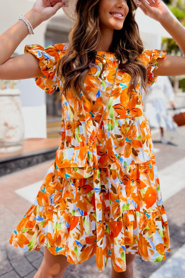 Kissed by the Sun Printed Babydoll Mini Dress