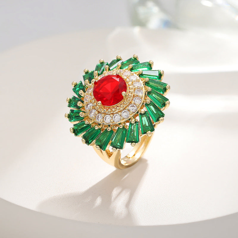 Statement Ruby Emerald Ring