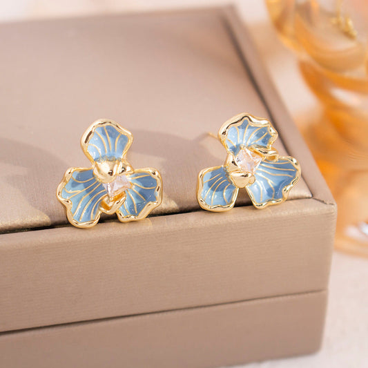 Elegant Blue Iris Earrings