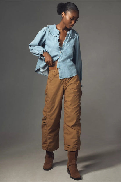Denim Long Sleeve Blouse
