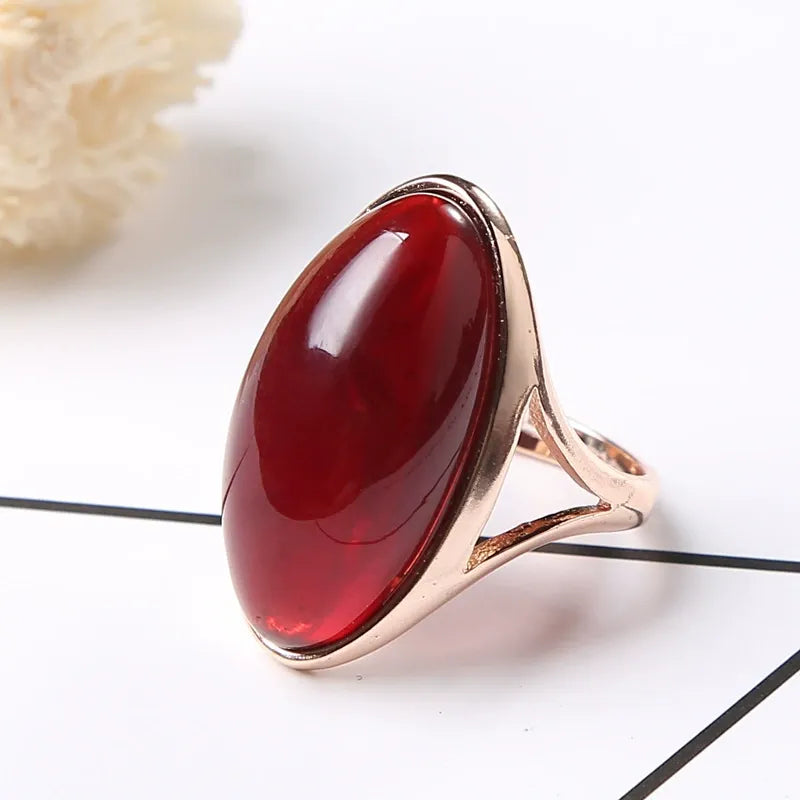 Vintage Garnet Oval Crystal Gold Ring