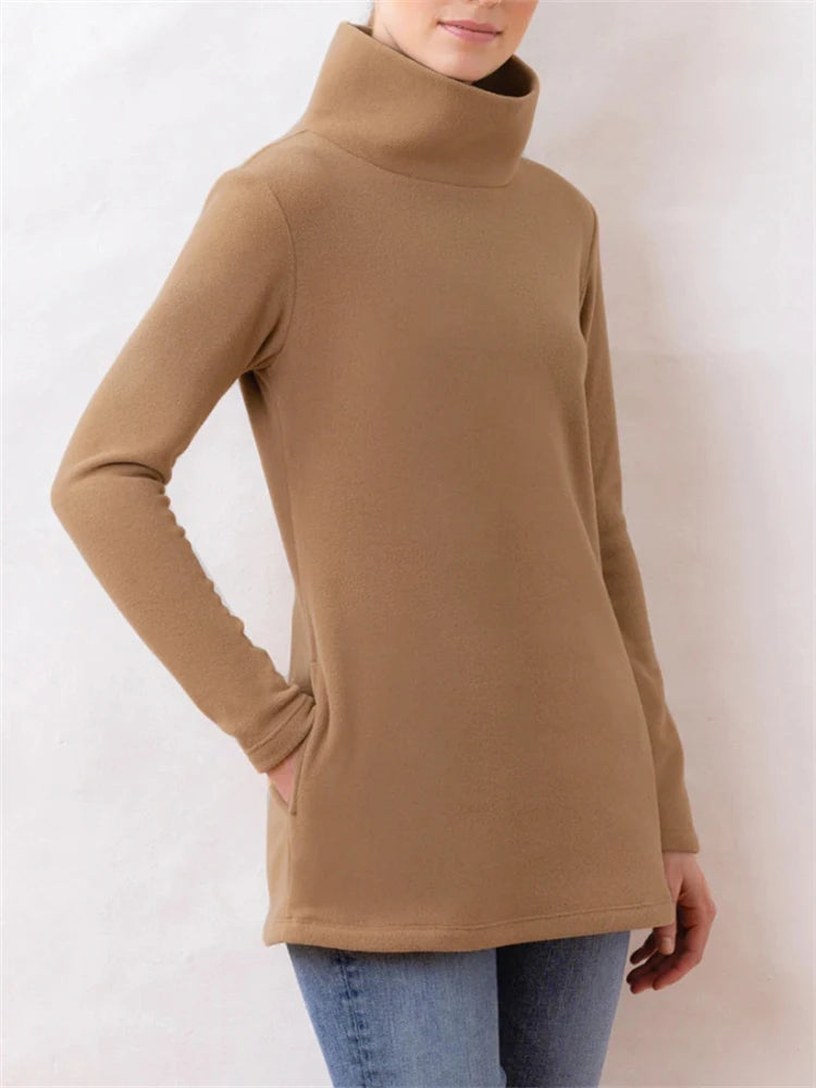 Fleece ’s Turtleneck Sweatshirt Long Sleeve Bodycon Basic Pullover Oversized Knit Tops Basic Inner Jumper Sweatshirts