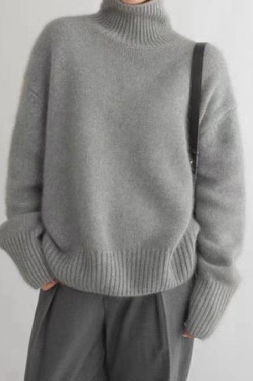 Minimalist Turtleneck Color Loose Fit Knit Sweater