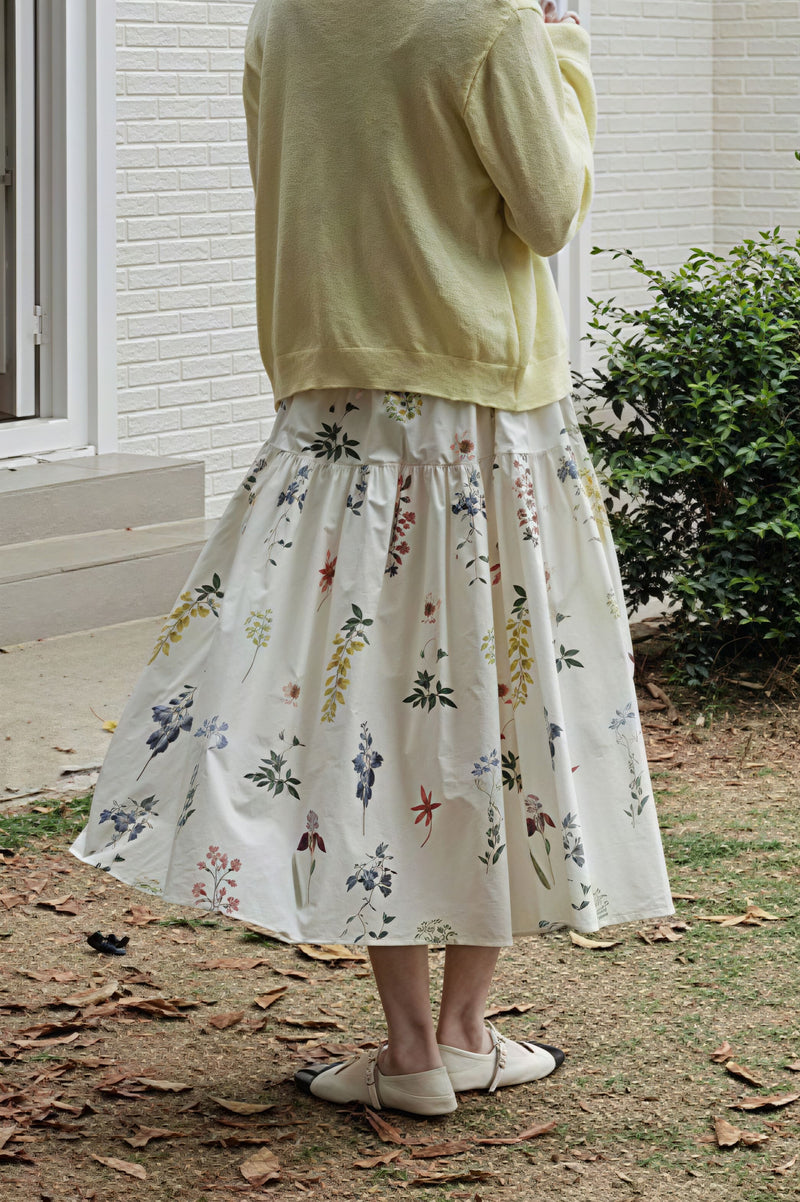 Pleated a - Line Midi Skirt