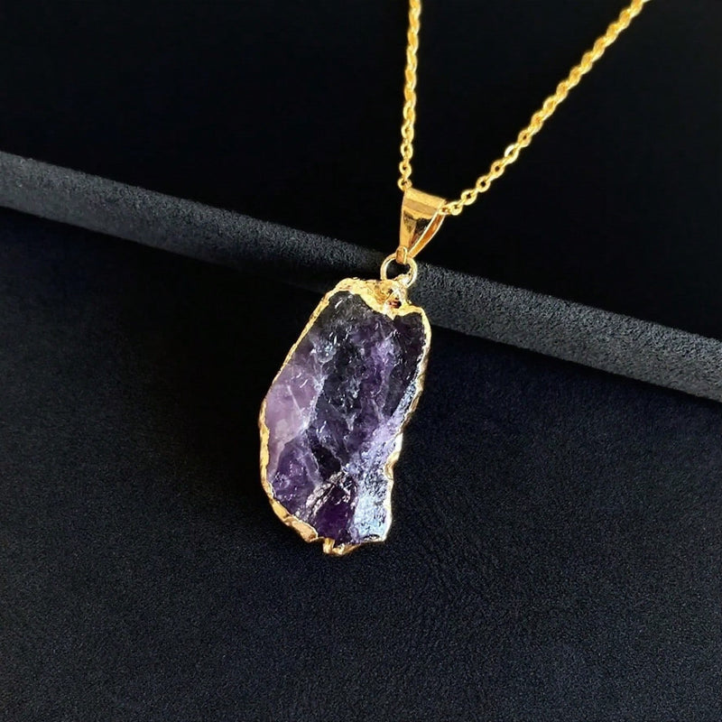 Raw Amethyst Gold Necklace