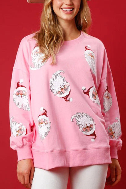 Round Neck Loose Halloween Sequined Sweatshirt
