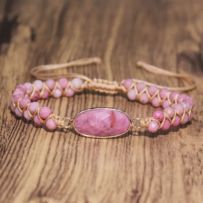 Natural Stone Charm Beaded Bracelet