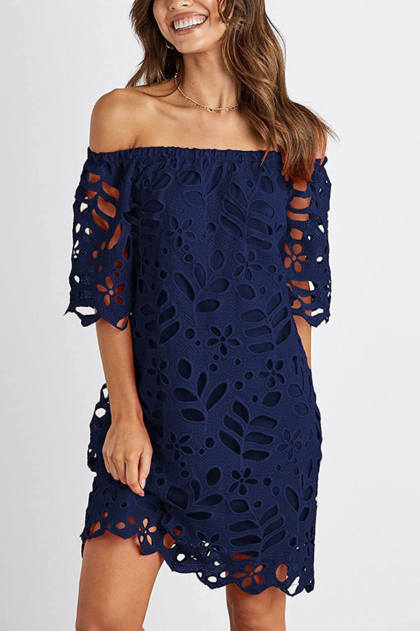 Strapless One-shoulder Hollow Dress Ins Party Dress Skirt