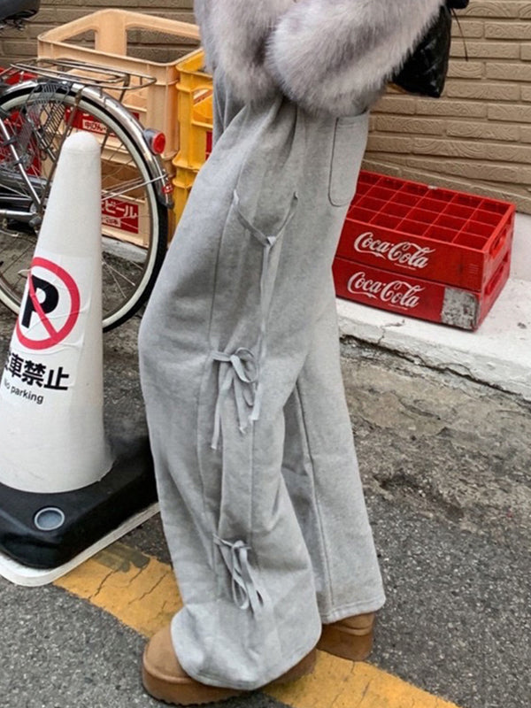 Grey Street Side Bow Tie Sweatpants