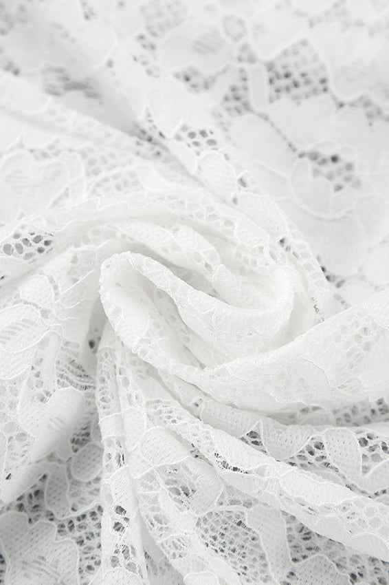 White Lace Sheer High Waist A-line Skirt