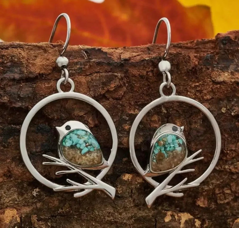 Vintage Turquoise Bird Earrings