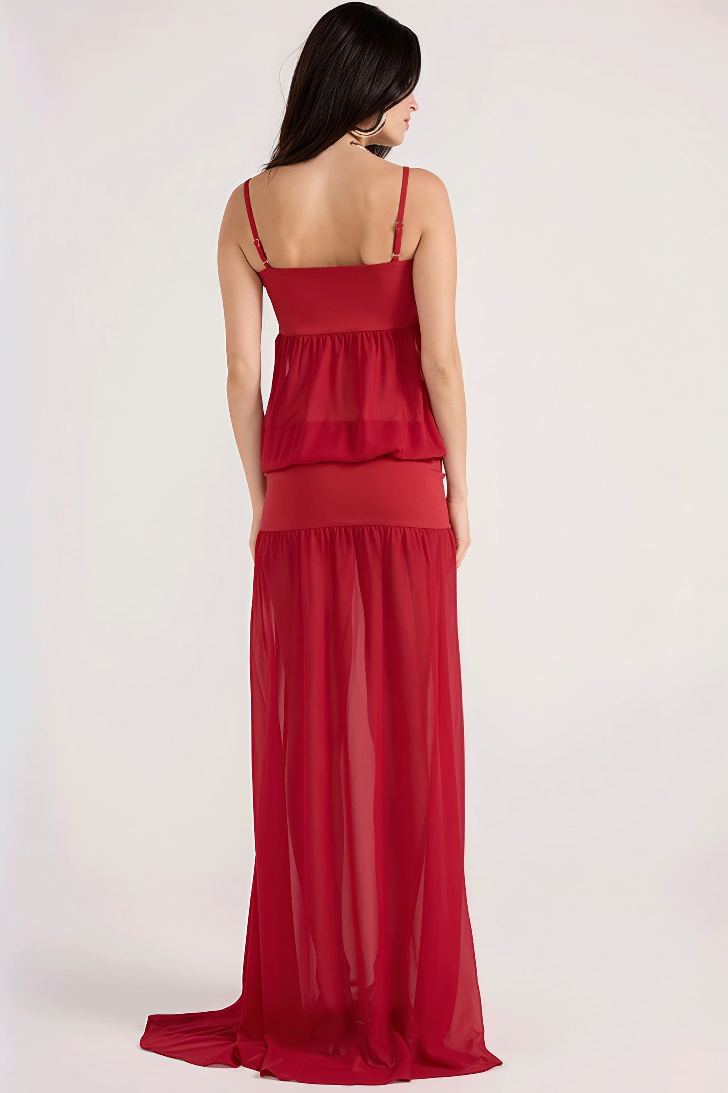 Patchwork Sheer Cami Maxi Dress