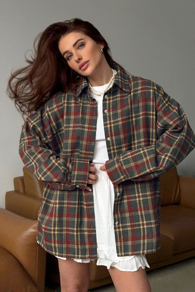 Plaid Relaxed Fit Blouse
